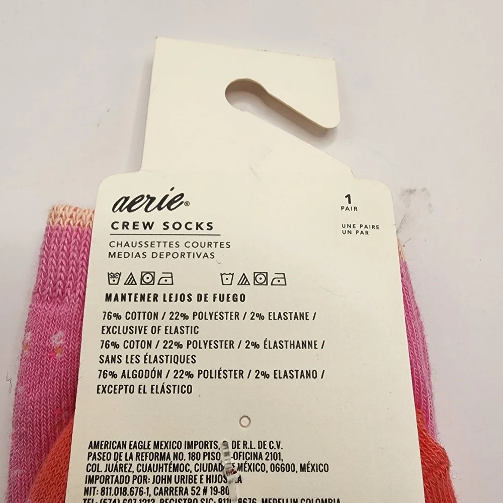 Aerie Pink‎ Red Speckled Crew Sock Nwt